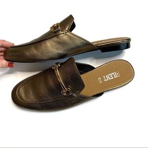 Silent D Bronze Metallic Leather Mule Slide